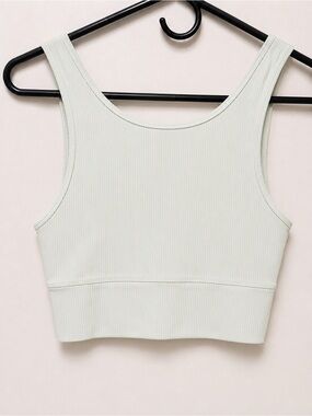 Ribbed Scoop Neck Athletic Crop Tank